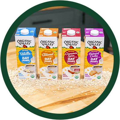 Organic Valley organic oat creamer product line.